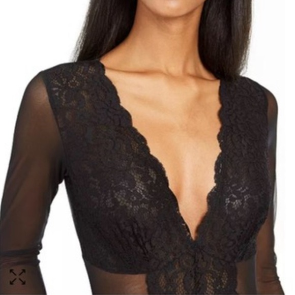 INC International Concepts Tops - INC International Concepts Sheer Black Lace Top